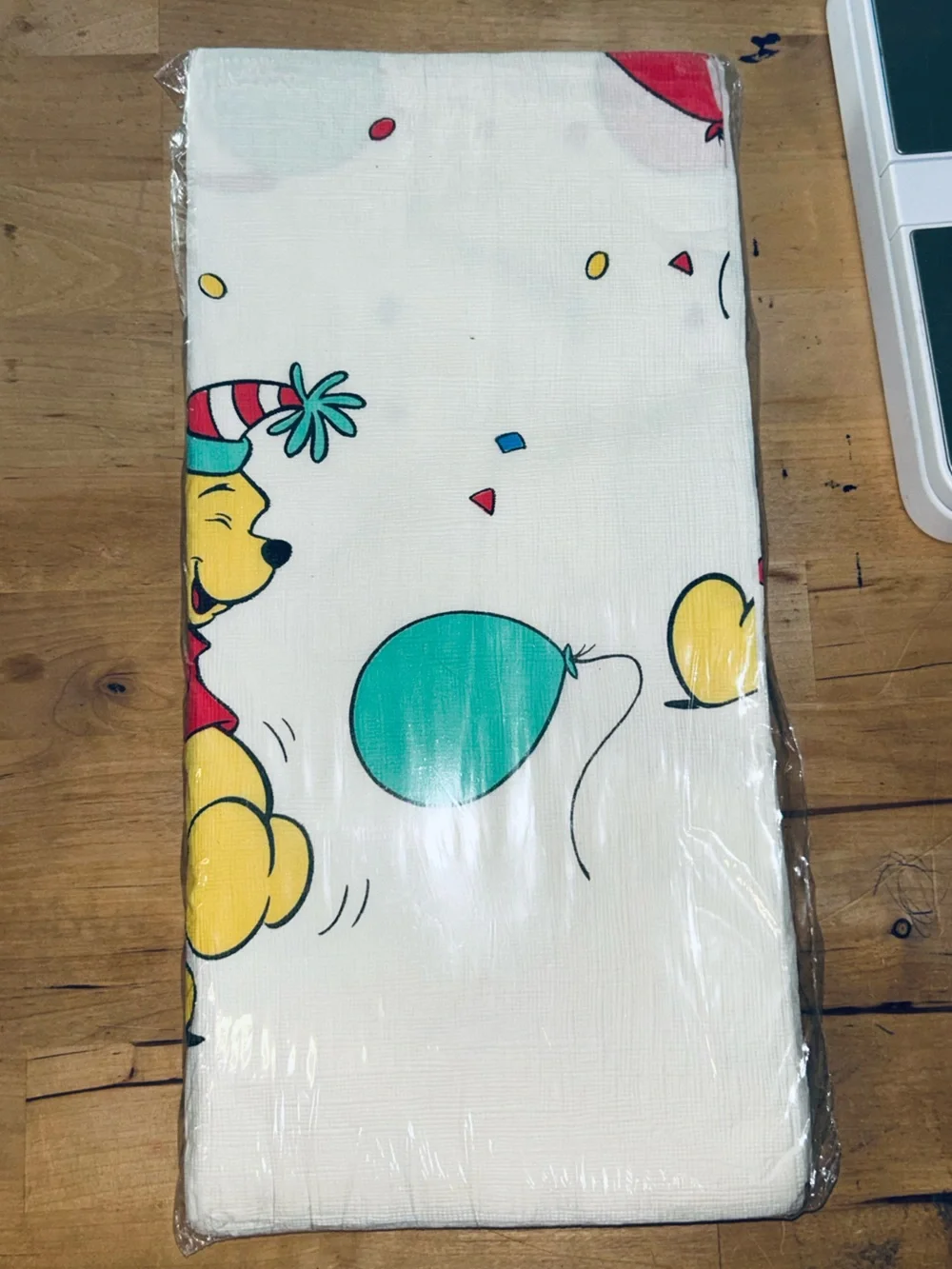 Vtg Winnie The Pooh Plastic Table Cover Disney Hallmark Party Tablecloth 54x102